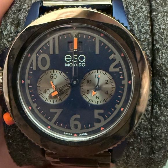 Movado Blue and Silver Chronograph Watch